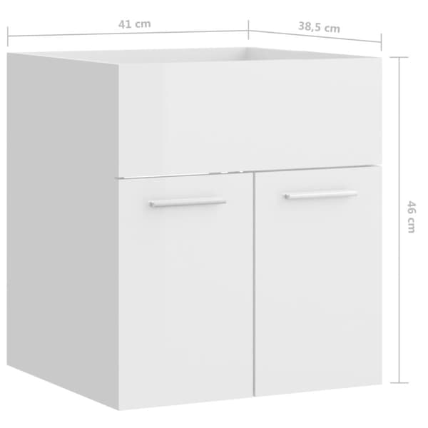 skab til håndvask 41x38,5x46 cm konstrueret træ hvid højglans