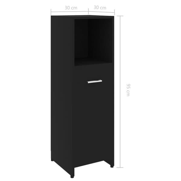 Kylpyhuonekaappi musta 30x30x95 cm tekninen puu