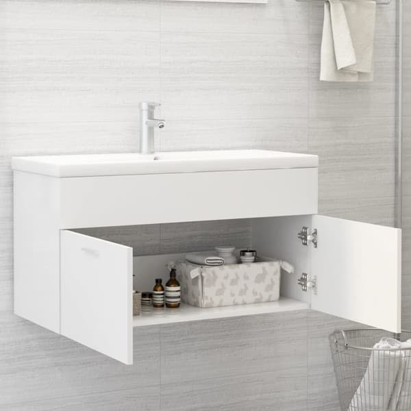 vaskeskab 90x38,5x46 cm spånplade hvid