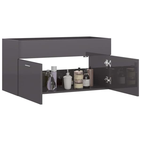 Allaskaappi korkeakiilto harmaa 90x38,5x46 cm lastulevy