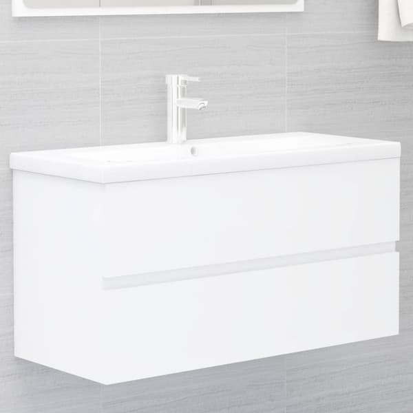 Tvättställsskåp vit 90x38,5x45 cm konstruerat trä