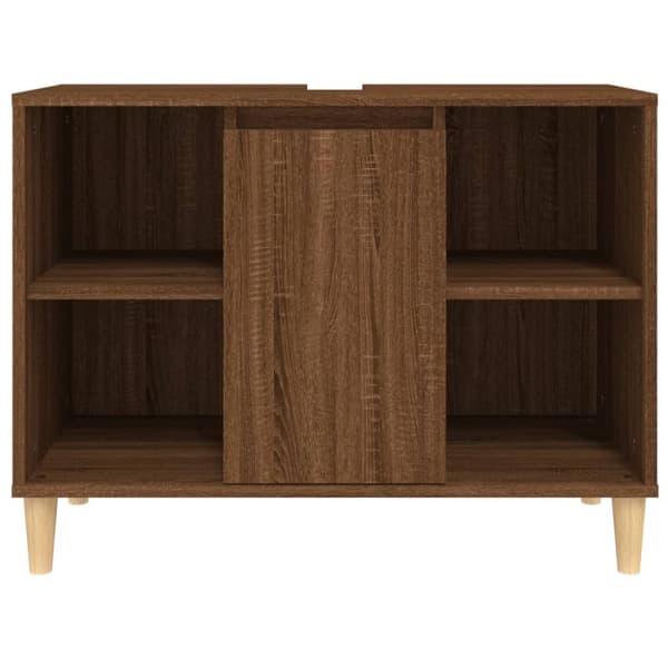 underskab til håndvask 80x33x60 cm konstrueret træ brunt eg