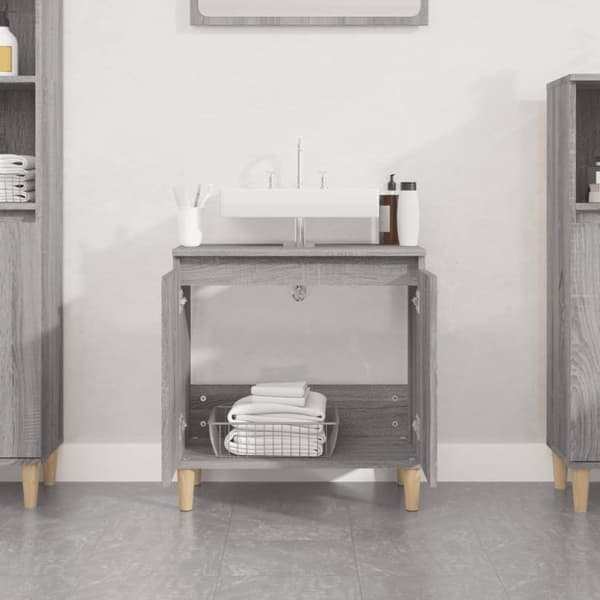 skab til håndvask 58x33x60 cm konstrueret træ grå sonoma-eg