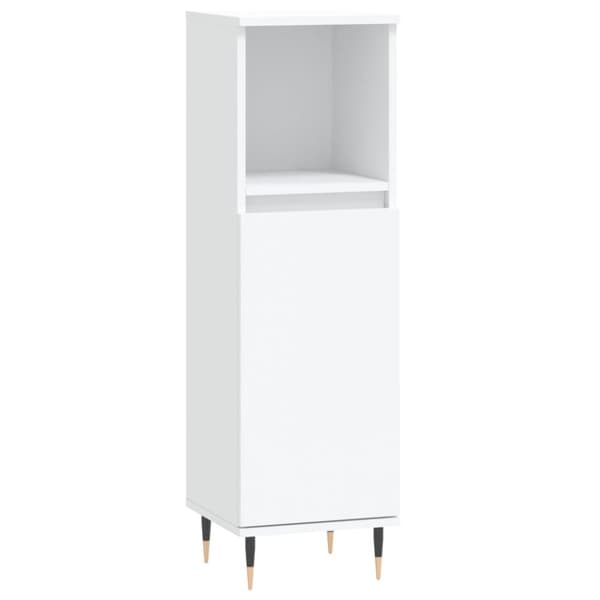 badeværelsesskab 30x30x100 cm konstrueret træ hvid