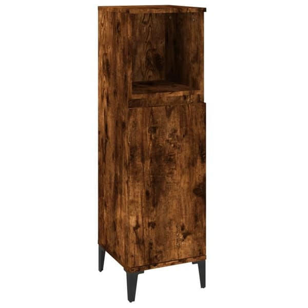 badeværelsesskab 30x30x100 cm konstrueret træ røget egetræ