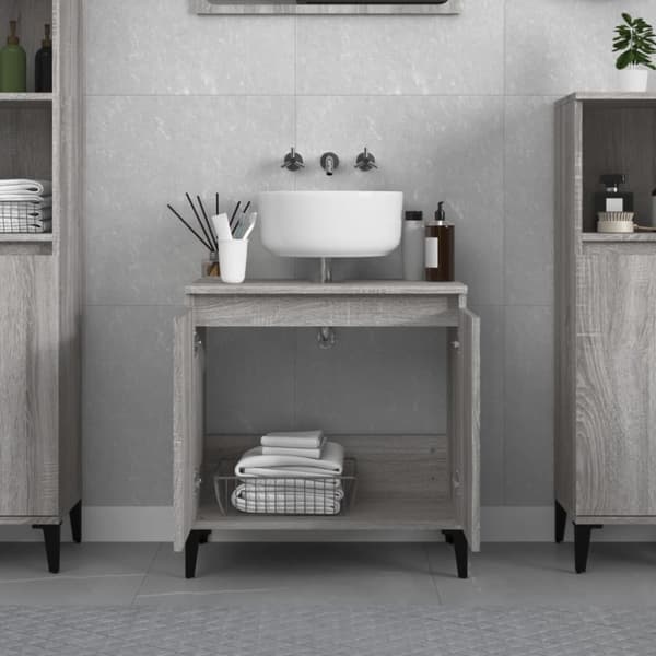 skab til håndvask 58x33x60 cm konstrueret træ grå sonoma-eg