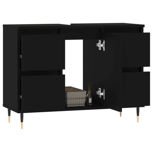 Kylpyhuoneen kaappi musta 80x33x60 cm tekninen puu