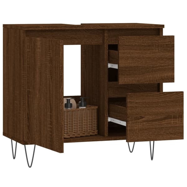 badeværelsesskab 65x33x60 cm konstrueret træ brun egetræsfarve
