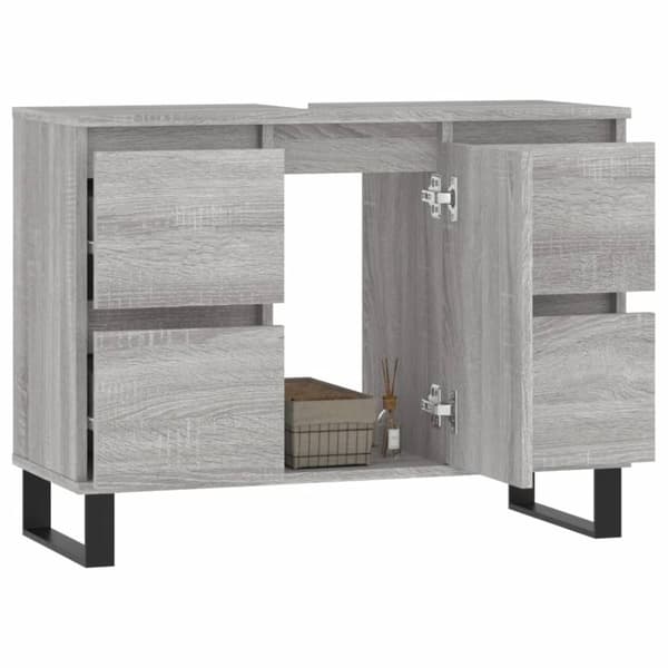 badeværelsesskab 80x33x60 cm konstrueret træ grå sonoma-eg