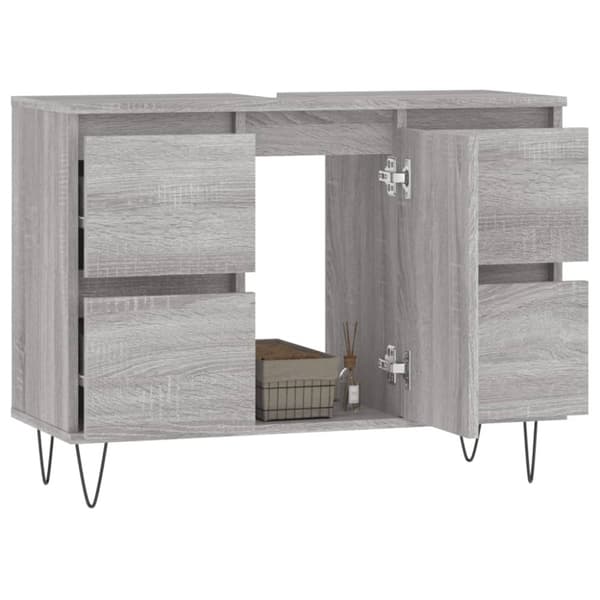 badeværelsesskab 80x33x60 cm konstrueret træ grå sonoma-eg