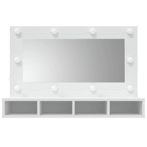 Spegelskåp med LED vit 90x31,5x62 cm
