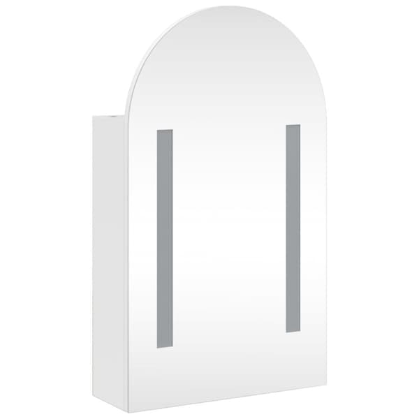 badeværelsesskab med spejl og LED-lys 42x13x70 buet hvid