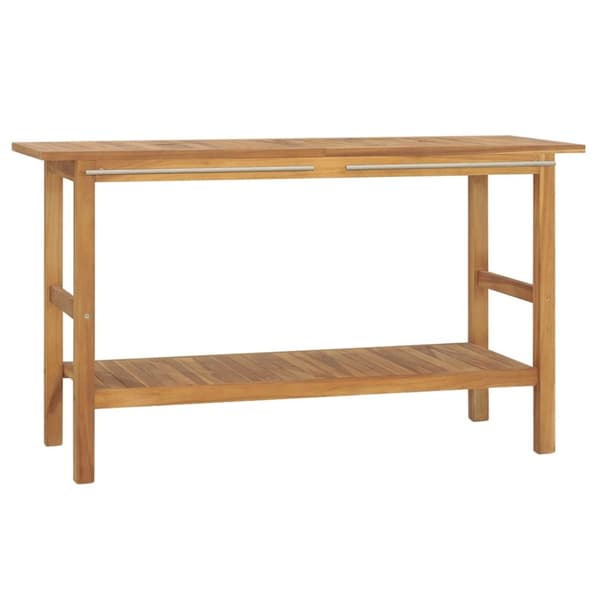 Handfatsbänk med gräddvita handfat massiv teak