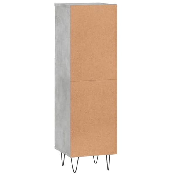 badeværelsesskab 30x30x100 cm konstrueret træ betongrå
