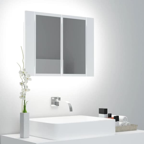 Spegelskåp med LED vit 60x12x45 cm akryl