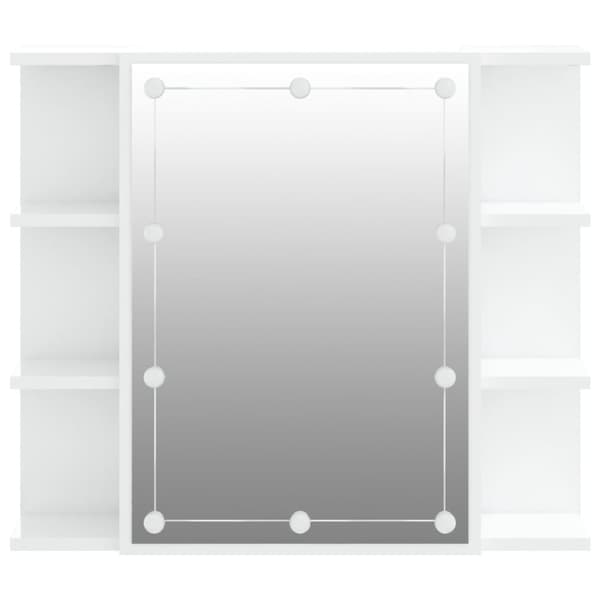 spejlskab med LED-lys 70x16,5x60 cm hvid højglans