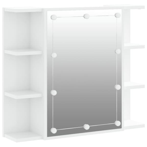 spejlskab med LED-lys 70x16,5x60 cm hvid højglans