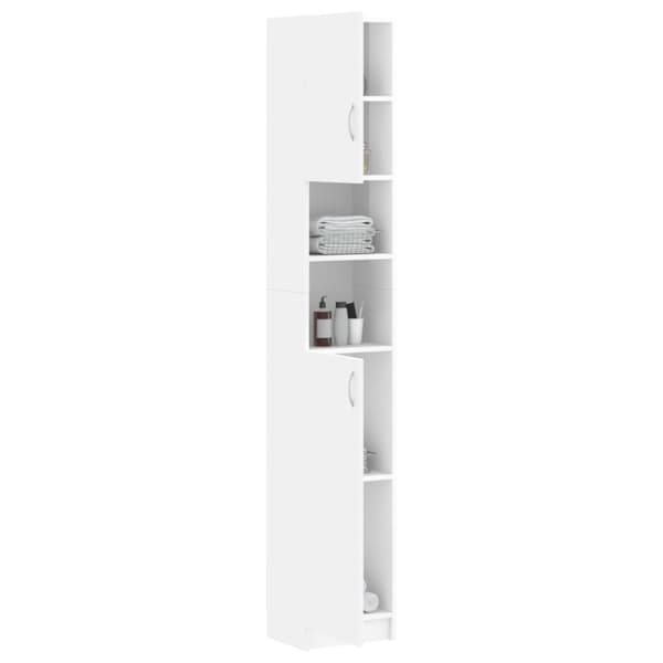 badeværelsesskab 32x25,5x190 cm konstrueret træ hvid højglans