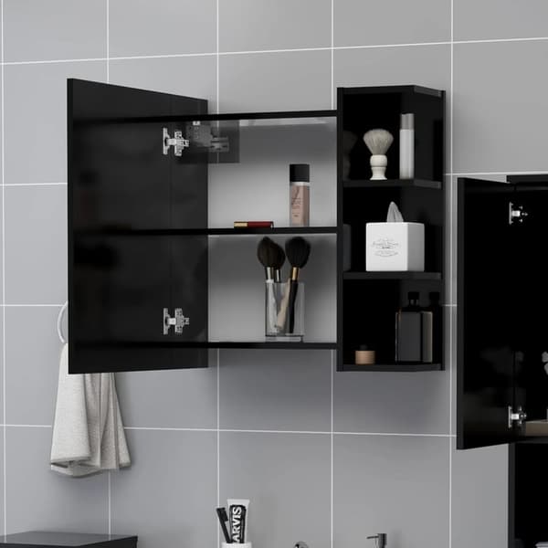 Kylpyhuoneen peilikaappi musta 62,5x20,5x64 cm lastulevy