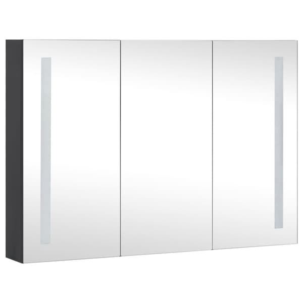 badeværelsesskab med spejl + LED-lys 89x14x62 cm