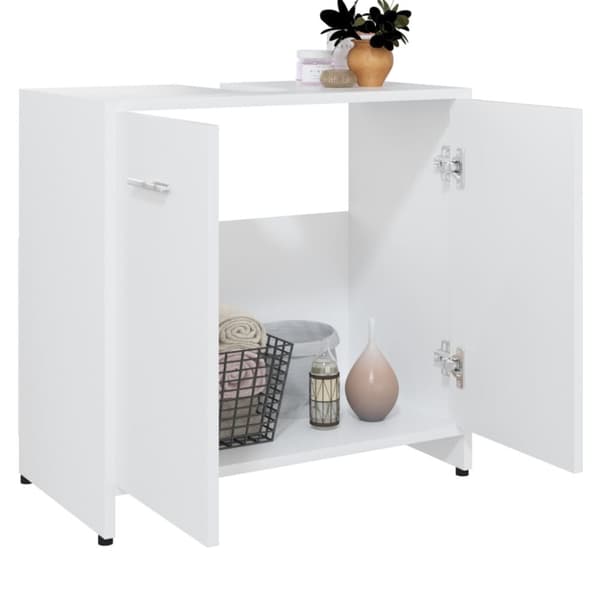 Badrumsskåp vit 60x33x61 cm konstruerat trä