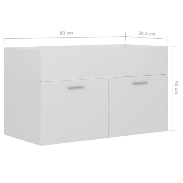 skab til håndvask 80x38,5x46 cm konstrueret træ hvid højglans
