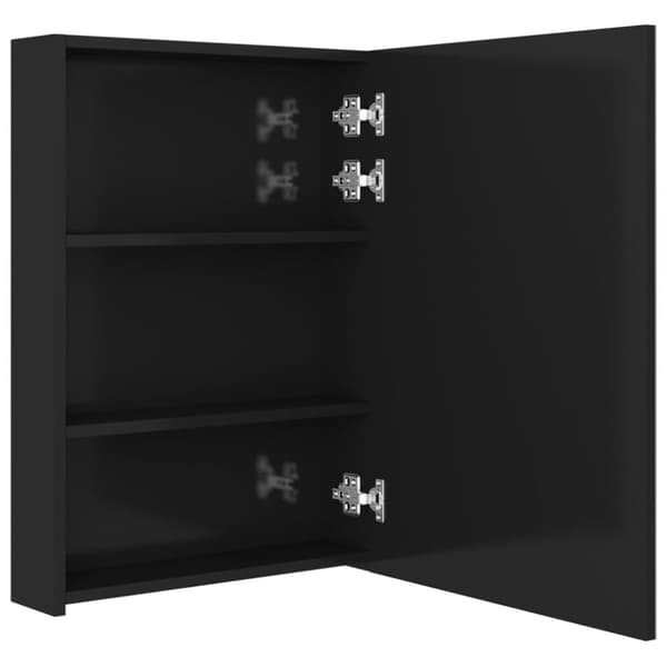 Spegelskåp med LED svart 50x13x70 cm