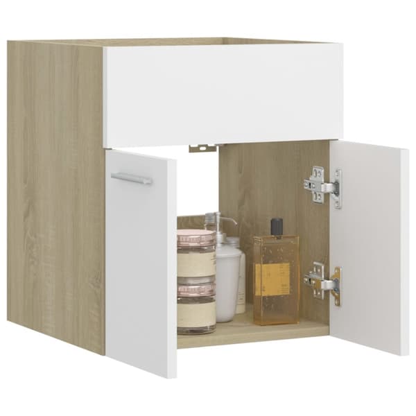 vaskeskab 41x38,5x46 cm spånplade sonoma-eg og hvid