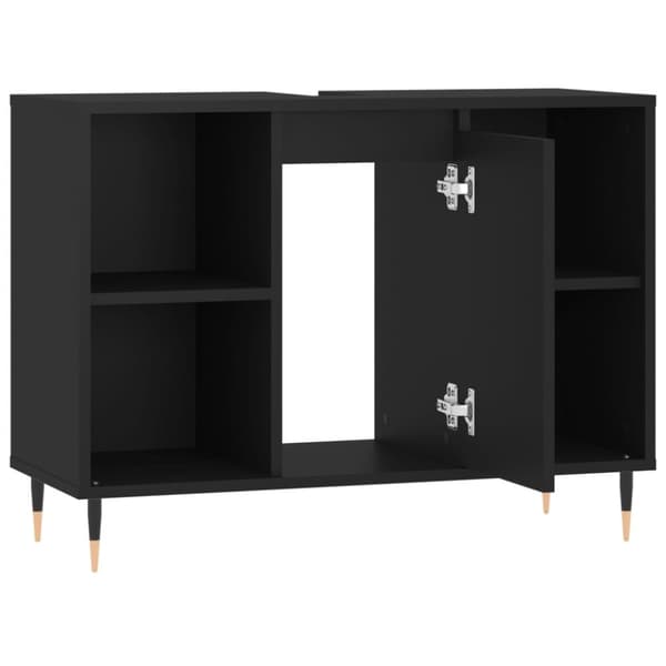 Kylpyhuoneen kaappi musta 80x33x60 cm tekninen puu