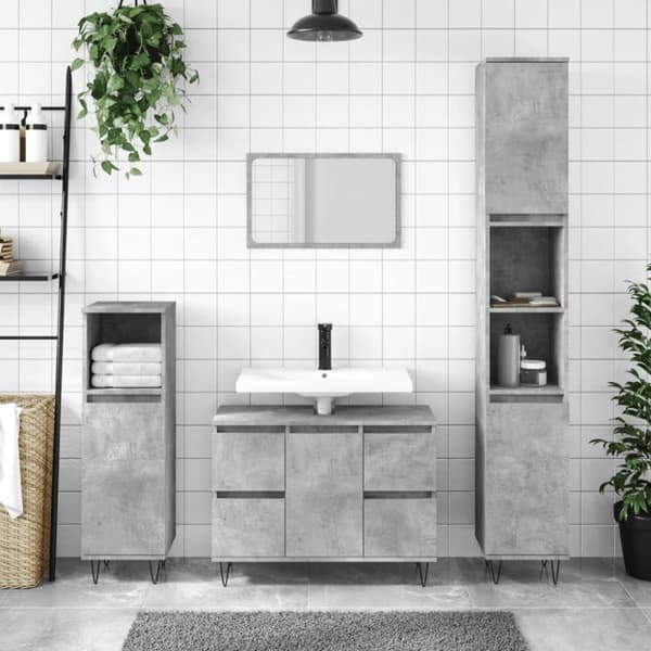 badeværelsesskab 80x33x60 cm konstrueret træ betongrå