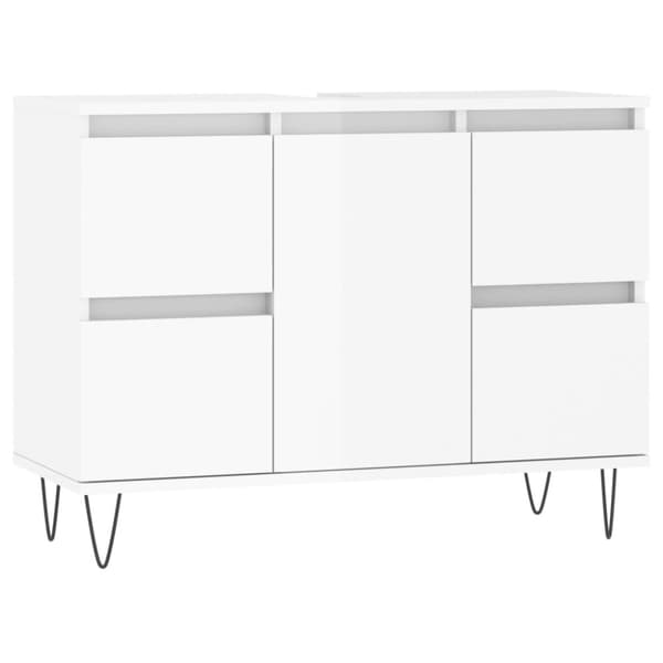 Badrumsskåp vit högglans 80x33x60 cm konstruerat trä