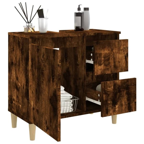 badeværelsesskab 65x33x60 cm konstrueret træ røget egetræ