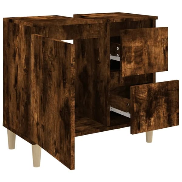 badeværelsesskab 65x33x60 cm konstrueret træ røget egetræ