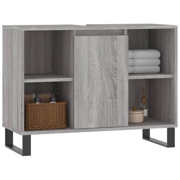 Kylpyhuoneen kaappi harmaa Sonoma 80x33x60 cm tekninen puu