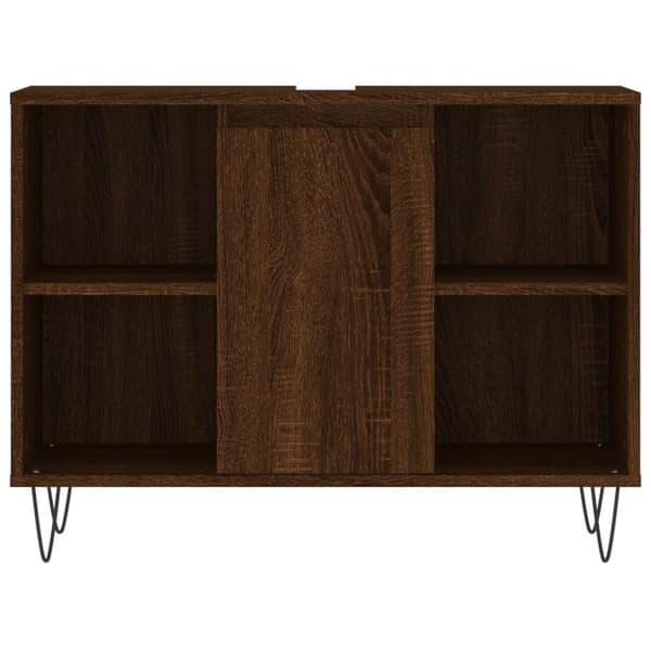 badeværelsesskab 80x33x60 cm konstrueret træ brun egetræsfarve