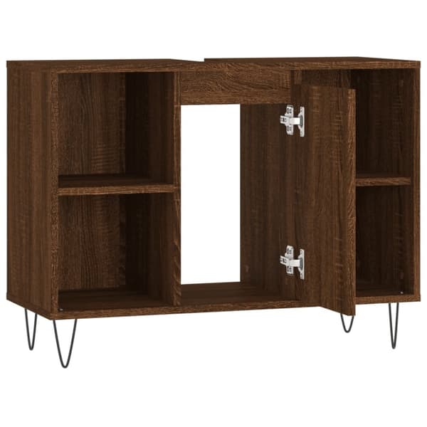 badeværelsesskab 80x33x60 cm konstrueret træ brun egetræsfarve