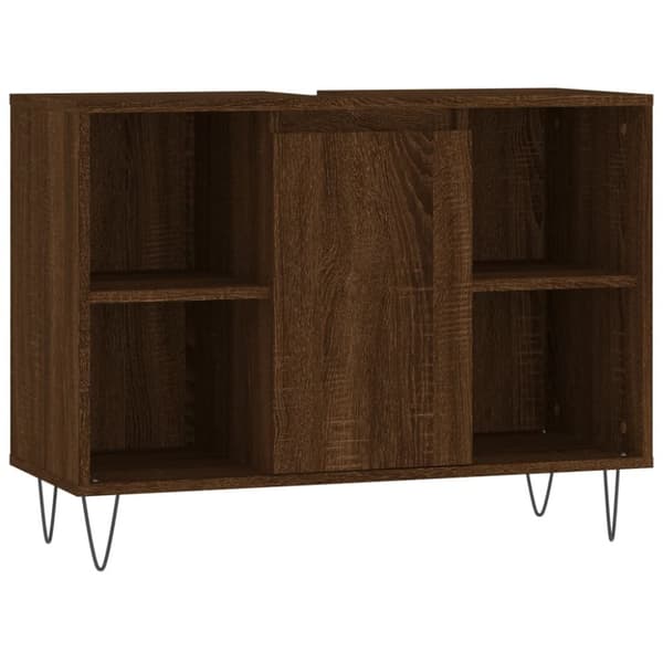 badeværelsesskab 80x33x60 cm konstrueret træ brun egetræsfarve