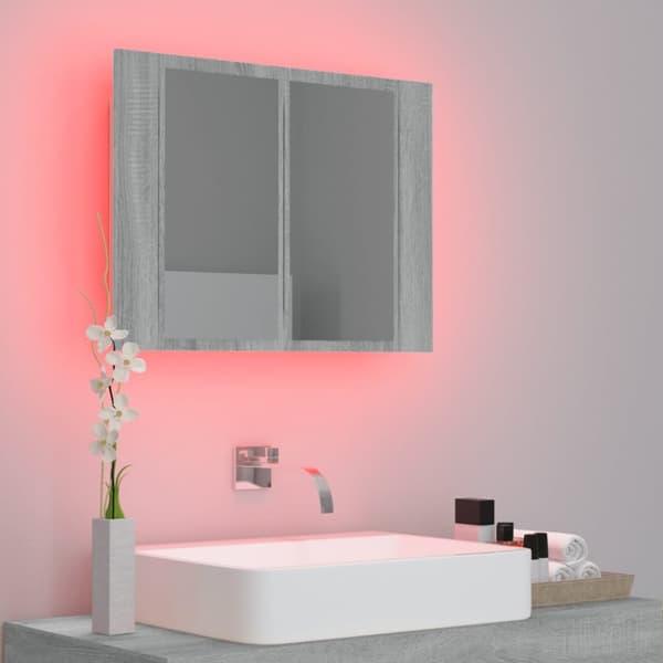 LED peilikaappi harmaa Sonoma 60x12x45 cm tekninen puu