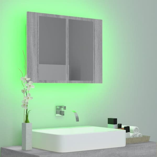 LED peilikaappi harmaa Sonoma 60x12x45 cm tekninen puu