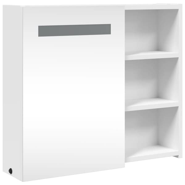 badeværelsesskab med spejl og LED-lys 60x13x52 hvid