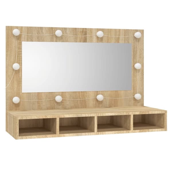 Peilikaappi LED-valoilla Sonoma-tammi 90x31,5x62 cm