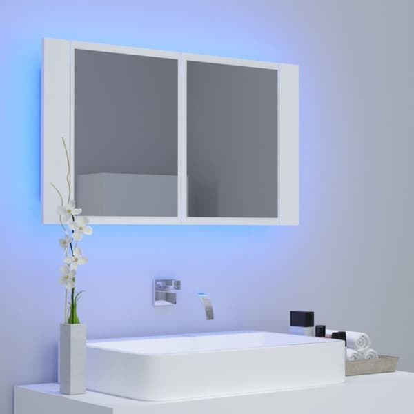 Kylpyhuoneen LED peilikaappi valkoinen 80x12x45 cm akryyli