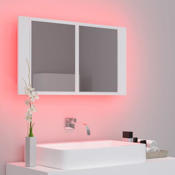 Kylpyhuoneen LED peilikaappi valkoinen 80x12x45 cm akryyli
