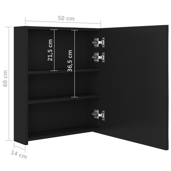LED kylpyhuoneen peilikaappi musta 50x14x60 cm