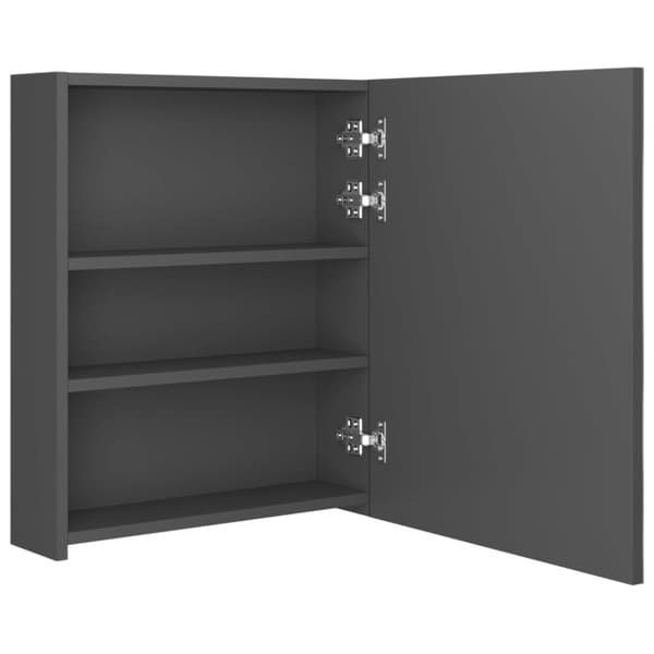 Spegelskåp med LED grå 50x14x60 cm