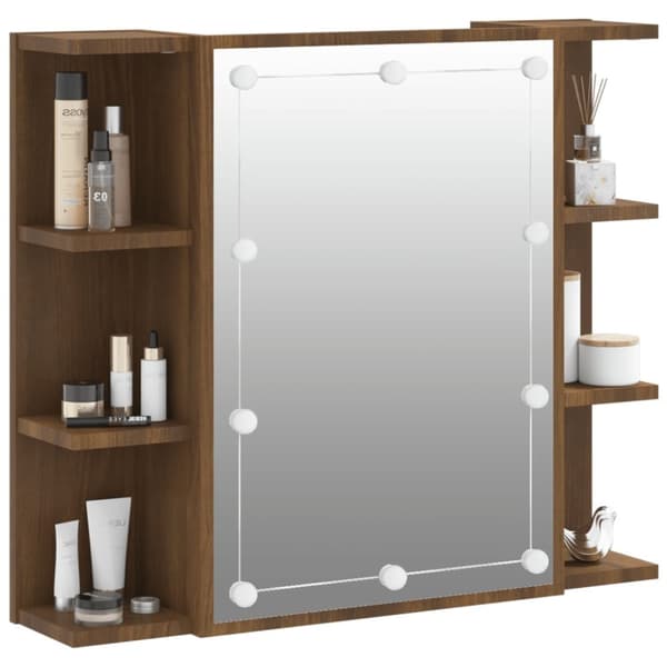 Peilikaappi LED-valoilla ruskea tammi 70x16,5x60 cm