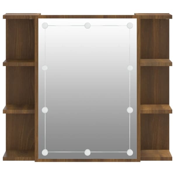 Peilikaappi LED-valoilla ruskea tammi 70x16,5x60 cm
