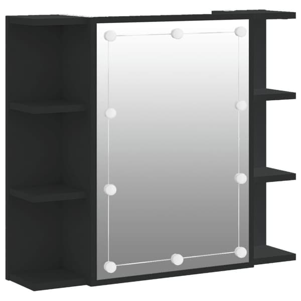 Peilikaappi LED-valoilla musta 70x16,5x60 cm