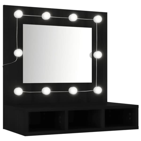 spejlskab med LED-lys 60x31,5x62 cm sort
