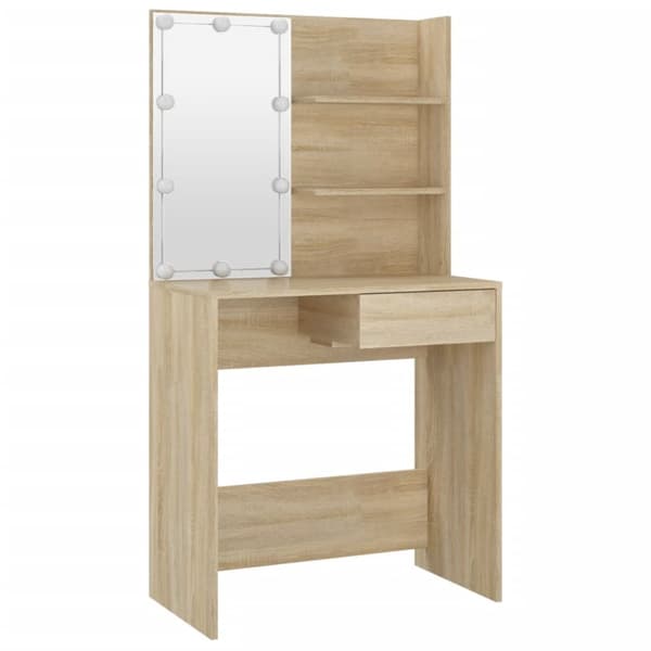 Peilipöytä LED-valot Sonoma-tammi 74,5x40x141 cm tekninen puu